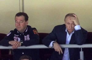Dmitri Medvedev and Vladimir Putin. "Perhaps, we something overslept?".