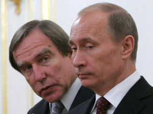 Sergei Roldugin (left) with Vladimir Putin / Photo by Mikhail Svetlov / GETTY IMAGES